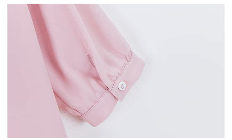Quần áo nữ M L [by] quầy giảm giá thương hiệu áo sơ mi cotton mùa hè màu hồng đích thực năm điểm áo sơ mi ngắn tay - Áo sơ mi áo sơ mi nữ tay dài form rộng