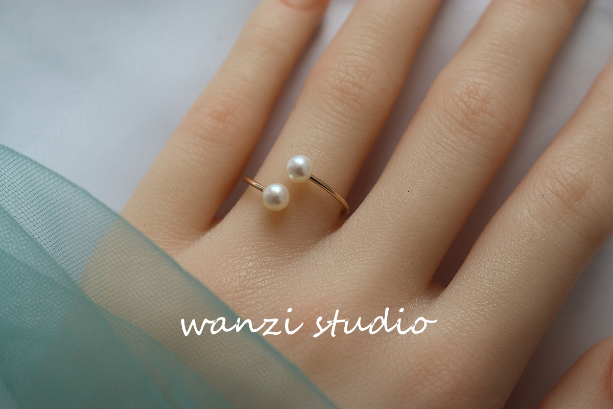 Wash your hands without picking up natural fresh water pearl USA 14K bag gold Classic minimalist opening ring without dropping color