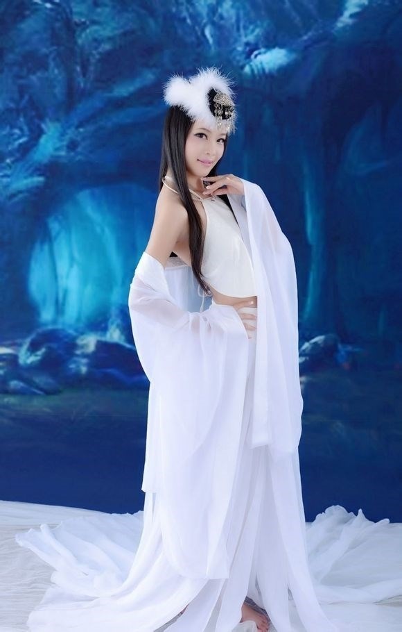 New dance suit Photographic writing Genuine Clothing White Thin Yarn Donxian Women's Clothing Sexy Ancient Dress Fun Building Sexy Women's Clothing