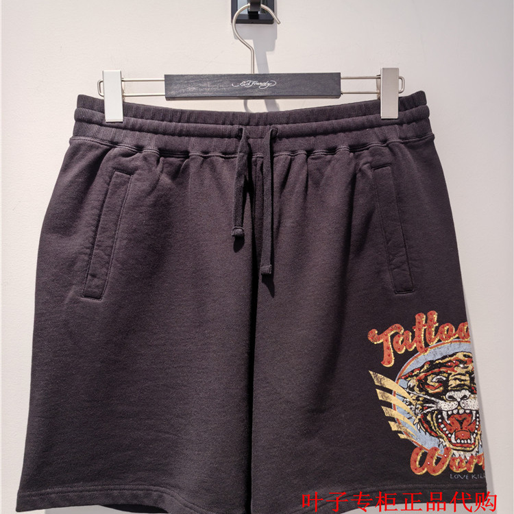 Ed Hardy Trendy Brand Genuine Men's Spring and Summer Rhinestone Letter Casual Sports Shorts E1Rom202-168 Ed Hardy Trendy Brand Genuine Men's Spring and Summer Rhinestone Letter Casual Sports Shorts E1Rom202-168