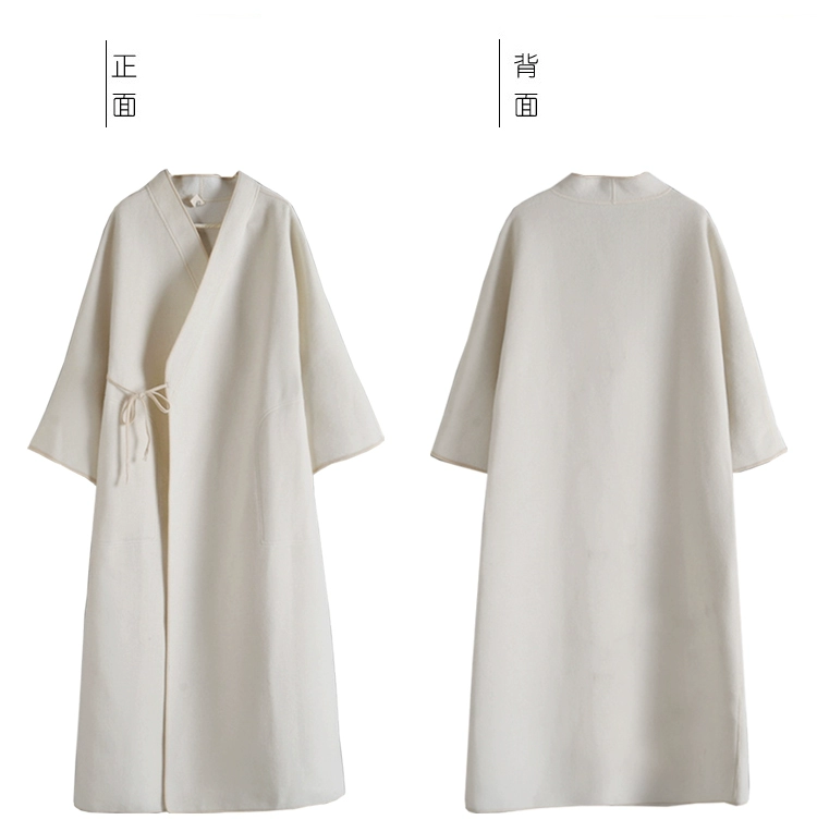 Mùa thu và mùa đông mẫu áo khoác len dày cardigan phong cách Trung Quốc Dịch vụ trà Zen màu trắng quần áo cải tiến áo khoác phụ nữ Hanfu - Accentuated eo áo