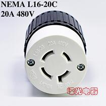 LK-7424NEMA hanging socket L16-20R 20A 480V American generator medical device socket