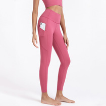 lulu original autumn and winter lace high waist nude yoga pants tight hip running incognito pocket fitness pants women