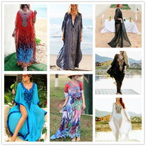 New loose plus size extended chiffon beach skirt Swimsuit outside the vacation sunscreen bikini blouse outside the beach