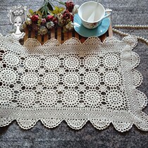Foreign trade exports to Europe and the United States Pure cotton white fine line handmade crochet boutique table flag decorative towel Sofa armrest towel