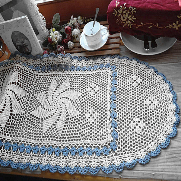 Foreign trade exports to Europe and the United States handmade crochet color hook table flag cover decorative towel Oval special