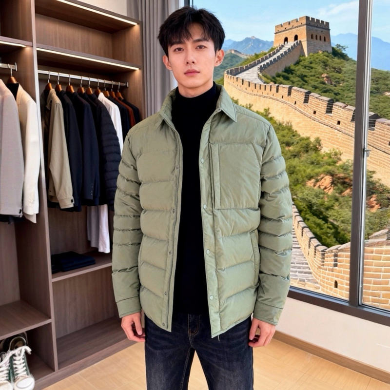 Yujia Same Style Men's 25 Autumn/Winter New Business Casual Lapel Solid Color Comfortable down Jacket Warm Goose down Coat