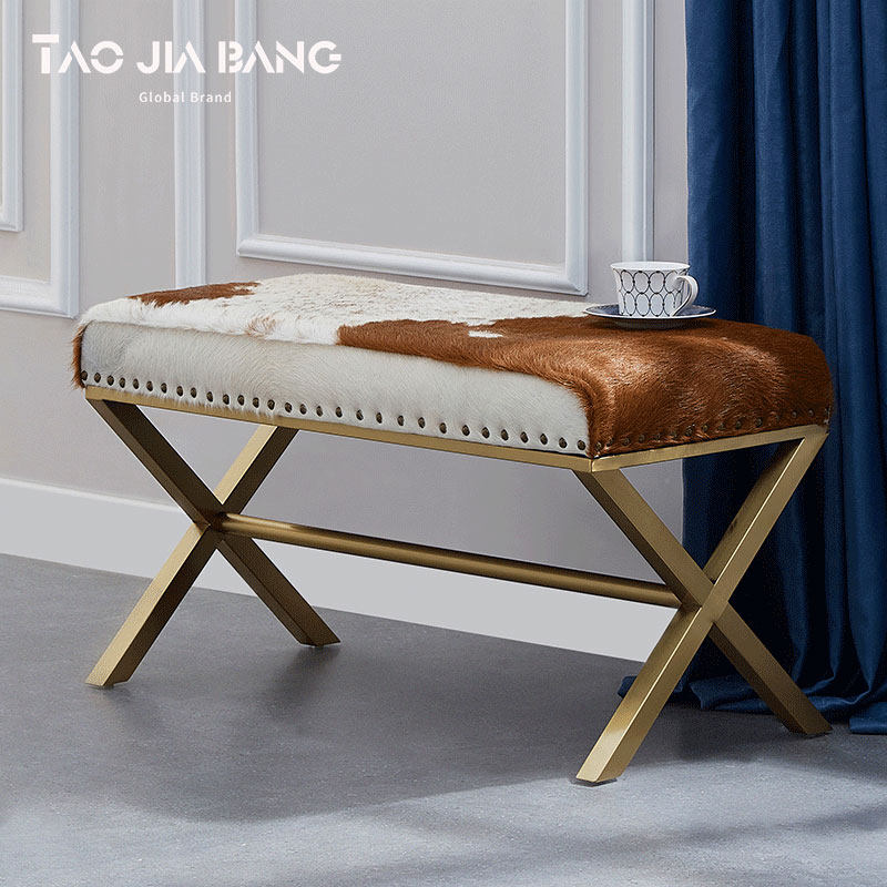 Dairy Cow Leather Makeup Chair Nordic Doorway Swap Shoes Stool Light Lavish Bedroom Bed Tailstool Makeup Bench home Makeup Stool Footstool