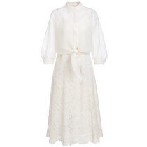 Tong Yaos same style ELLASSAY 24 spring new big flower lace two-piece shirt dress for women