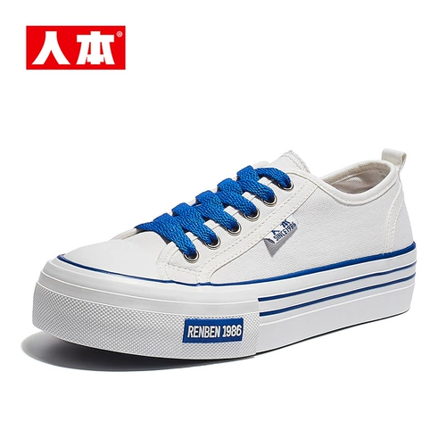 人本 Белая обувь, тканевые небольшие дизайнерские кроссовки для отдыха