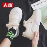 人本 Белая обувь на платформе, кроссовки, универсальные туфли