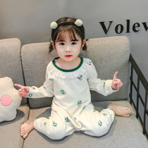 Female baby conjoined pajamas 1 spring and autumn Models 2 cotton long sleeves 3 years old 4 girls home clothes 5 girls 6 baby children sleeping bags