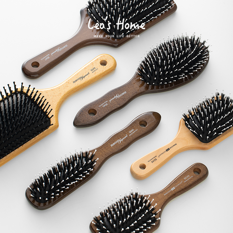 German Herculi Hercules Sagemann Pig Mane Wood Handle Air Cushion Massage Comb PRINCESS