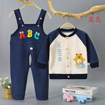 Pure cotton baby autumn pants open file boys and girls with pants set baby spring and autumn pajamas 2-3 years old 1 child