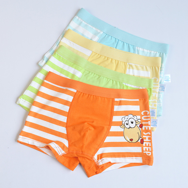 Boyshorts trẻ em trai và gái 3-4-5-6-7-8-9-10 tuổi 2 cotton 100% cotton một lớp hoạt hình đồ lót trẻ em quần lót cotton