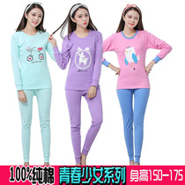 High school junior high school female students girl children pure cotton autumn clothes autumn pants set College students middle school children 100%cotton underwear