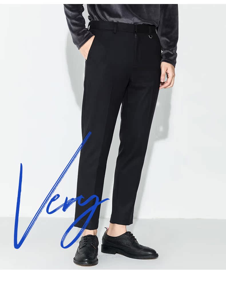 Lựa chọn màu đen sáng mùa đông dày nam quần sandal Hàn Quốc quần tây chân quần trẻ trung quần nam thủy triều đồ nam