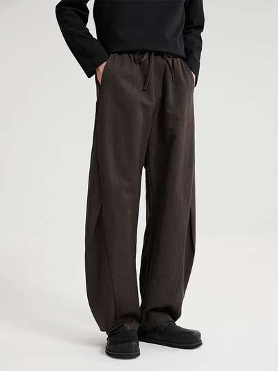 Black Zeming Men's Lyocell Tie Versatile Casual Pants 2025 Autumn New Korean Style Commuting Elastic Straight Pants