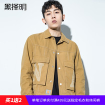 Black pick Ming autumn clothes new trend embroidery mens tooling jacket slim youth handsome coat Joker coat men