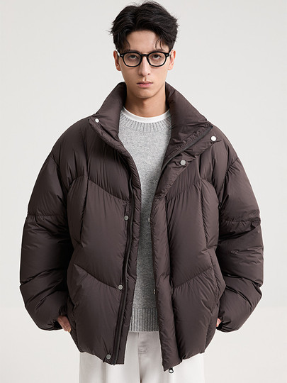Black Zeming 90 goose down puff stand collar short down jacket for men 25 winter new warm high-end fashion jacket