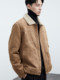 Black Zeming Men's Faux Suede Short Jacket Winter Commuting Loose Casual Thickened Cotton Jacket