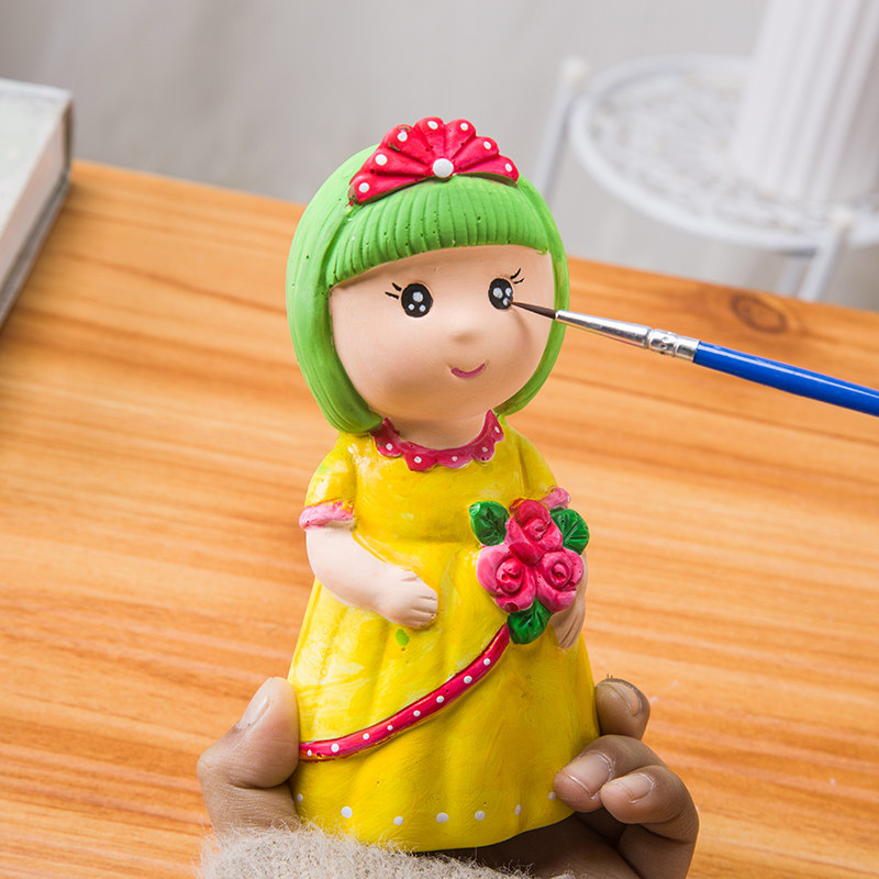 Painted Plaster Dolls Children Painted with Painted Toys Creative parenting Hand-colored Ceramic White Embryo graffiti