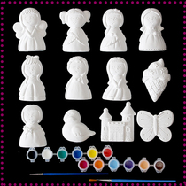 Children painted toy plaster dolls Painted White Embryo Painting Kindergarten Parenting HAND GRAFFITI ANIMAL WHITE MOLD PAINTING