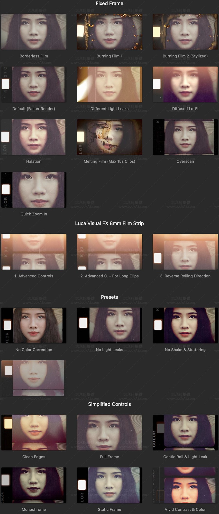 FCPX插件-23个复古8mm电影胶片边框视觉特效动画 V2.0