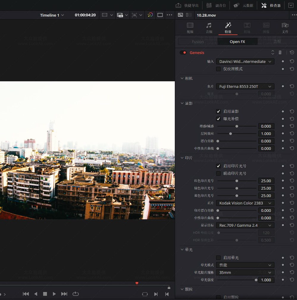 中文汉化版-达芬奇模拟电影胶片视频调色插件 Genesis Pro V1.6.6 Win-LookAE.com 中文汉化版-达芬奇模拟电影胶片视频调色插件 Genesis Pro V1.6.6 Win