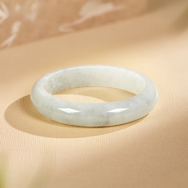 Pure Natural White Moonlight Jade Bracelet, Round Bracelet, Gift for Wife, Chinese Style Gift Box with Certificate