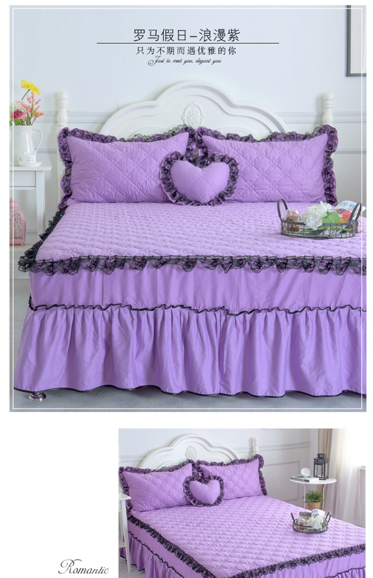 Váy ngủ cotton đơn mảnh chống trượt Công chúa màu hồng Hàn Quốc dày gấp đôi 1,5 m 1,8m trải giường - Váy Petti váy giường