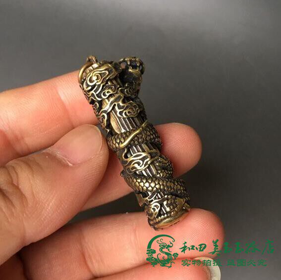 Antique Miscellaneous Copper Hollow Stream Dragon Column Pending Antique Bronze Sculpture Hanging Fittings