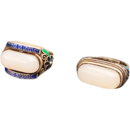 Инкрустация камня из белого нефрита ручной работы, обручальное кольцо из нефрита, серебряный браслет, браслет с одной бусиной