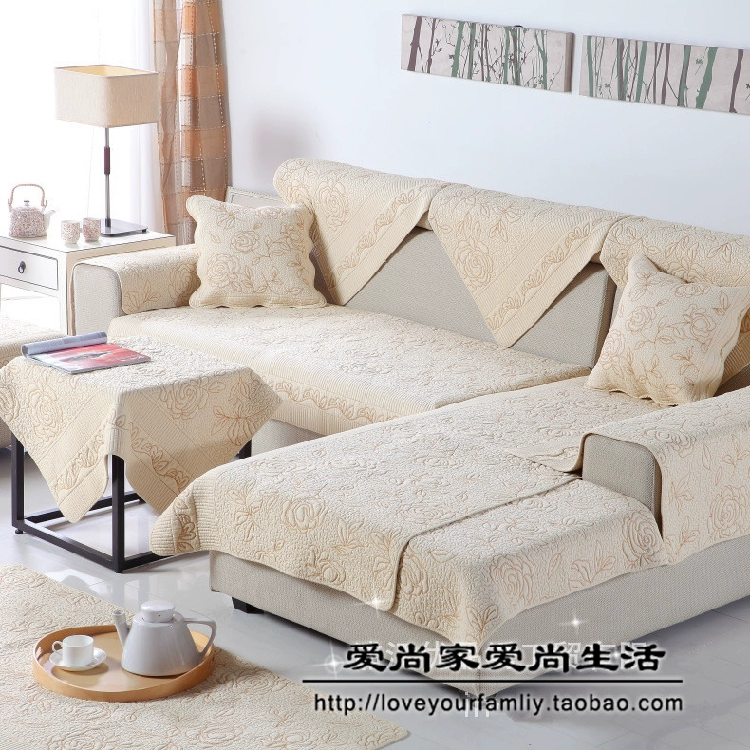 Bốn mùa vải bông phổ quát chống trượt đệm ghế sofa đơn ba người bông thêu hoa hồng đệm cửa sổ bay thảm bò - Ghế đệm / đệm Sofa