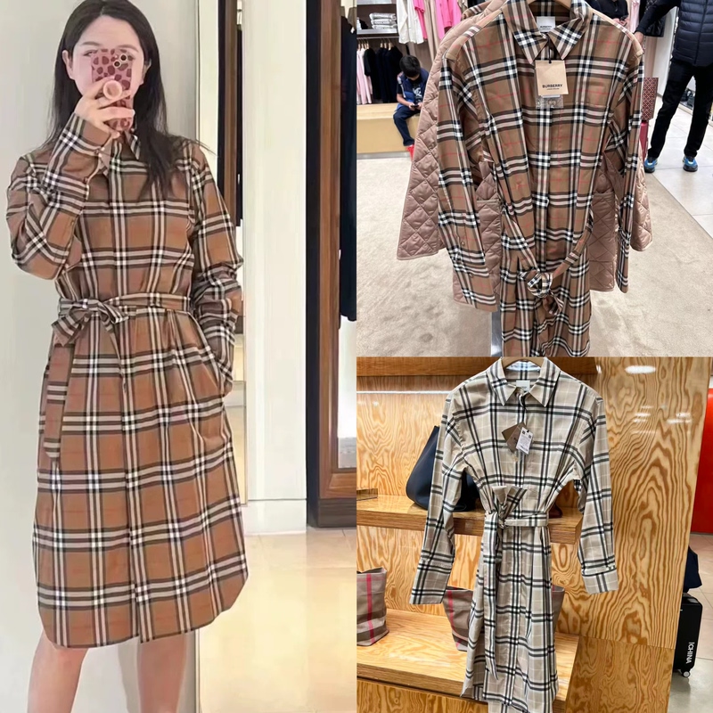Burberry Plaid Long-Sleeved Dress Shirt Dress 80934771 Burberry Plaid Long-Sleeved Dress Shirt Dress 80934771