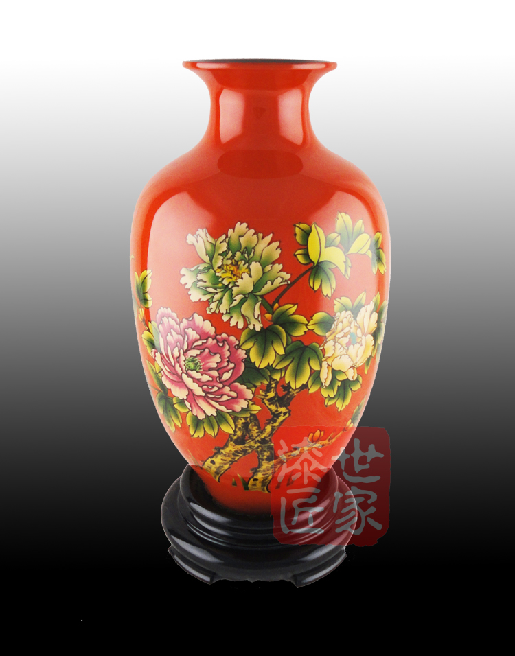 Fuzhou Traditional characteristic Hemp Cloth tire Tire Lacquered Ware Vase Pendulum Piece Business Meeting Craft Gift Mudan Flowers-Taobao