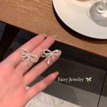 Exquisite bowknot pearl earrings earrings female 2021 New Tide earrings advanced sense niche earrings