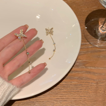 Butterfly Pearl long earrings female 2021 New Tide earrings light luxury advanced atmosphere earrings ear clip earrings