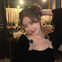 Advanced senses black velvet butterfly knot hairpin hairpin clip edge clip 2021 new net red and delicate sweet and beautiful hair accessories headwear