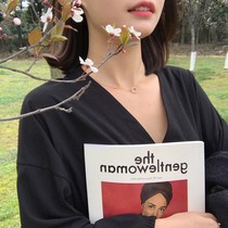 Micro set zircon geometric small circle simple mini necklace Korean drama clavicle chain female simple birthday gift X046