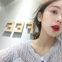 Lovers are not full of sweet cute heart stud earrings Korean commuter wild zircon short earrings earrings ear clip E018