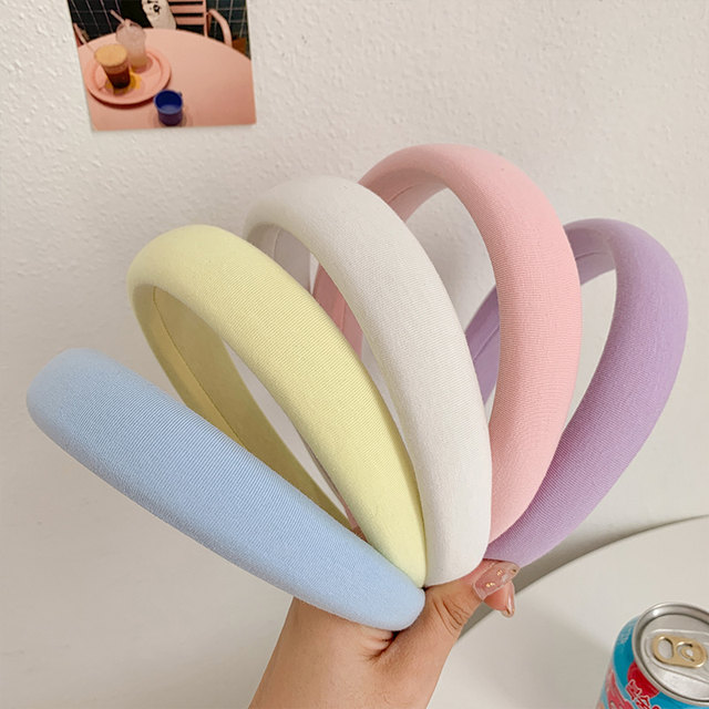 Sponge headband women's summer candy color wide-brimmed retro face wash high skull headband hairpin headdress new Korean hair accessories