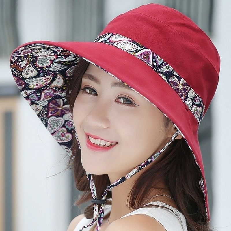 Double face can be worn with folding cap children Summer sun hat sunhat sunhat cloth cap anti UV large edge sunhat