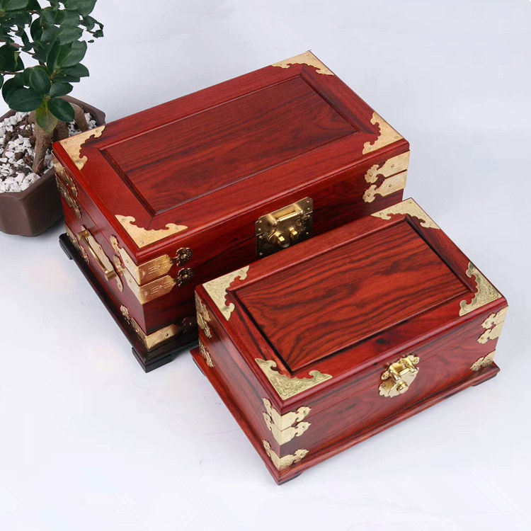 Text to play first decoration box Hundred Treasure Chest ornaments Jewelry Handstring Containing Red Wood Acid Branches Wedding Gifts and Lock Honest