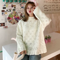 2018 phiên bản Hàn Quốc mới của áo len đầu thu sang trọng lười biếng áo sơ mi trơn mỏng dài tay áo thun nữ áo khoác len nữ ngắn