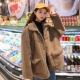 Áo khoác nữ mùa đông 2018 mới phiên bản Hàn Quốc in quần áo cotton rộng dày giả lông cừu áo khoác cotton cotton áo khoác sinh viên thủy triều áo khoác phao nữ dáng dài