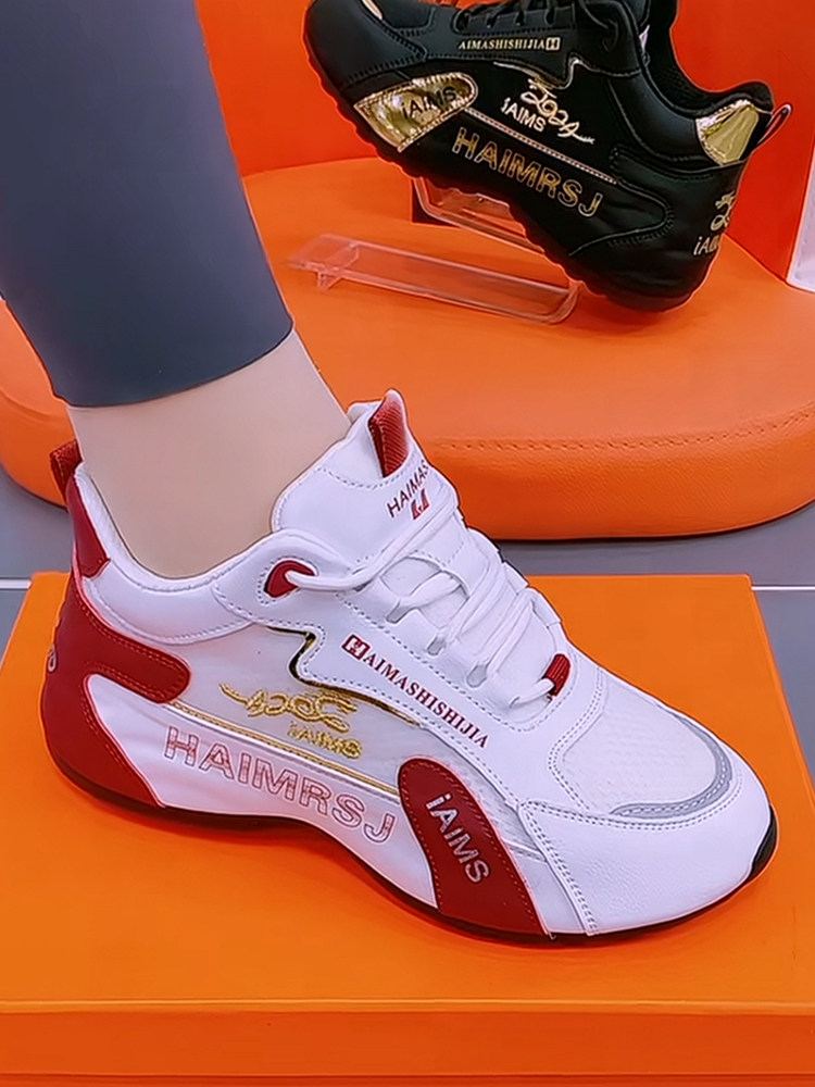 Genuine Leather Women's Shoes 2025 New Model Mesh Breathable Dad Shoes Internet Celebrity Hot Style Soft Sole Non-Slip Sports Casual Shoes Mesh Shoes