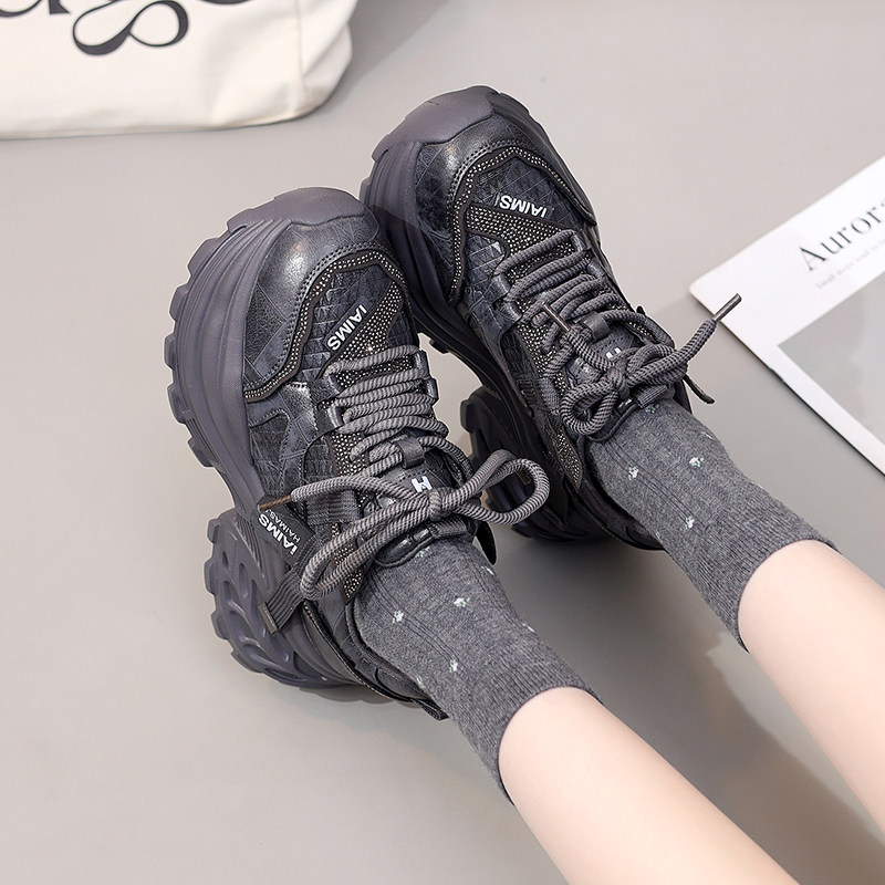 Genuine Leather Thick-Soled Height-Increasing Dad Shoes for Women, 2026 Spring and Autumn New Fashion Comfortable Versatile Commuter Casual Sneakers