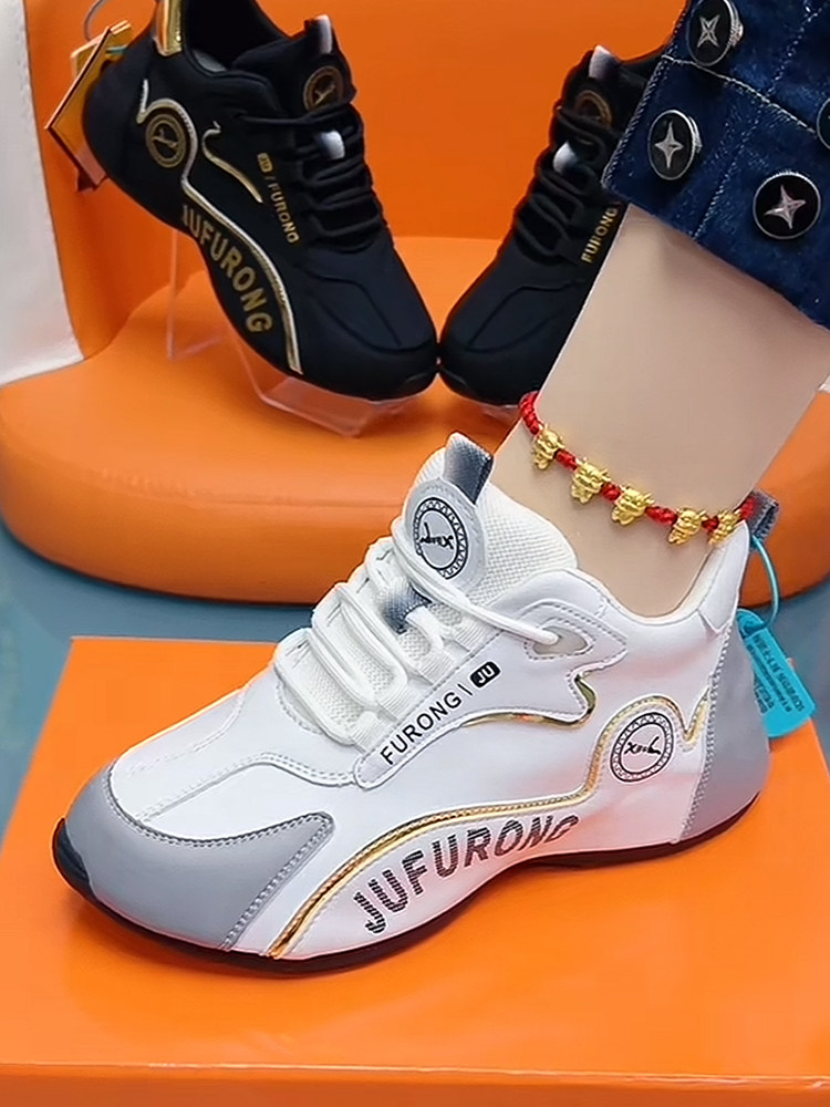 New Autumn and Winter Genuine Leather Versatile Fashion Casual Shoes with Plush Lining for Warmth, Dad Shoes, Non-Slip, Wear-Resistant, Trendy White Sneakers