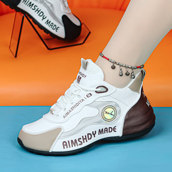 Genuine Leather Women's Shoes 2025 Autumn New Fashion Versatile Soft-Soled Sports Casual Shoes Lightweight Comfortable Popular Dad Shoes